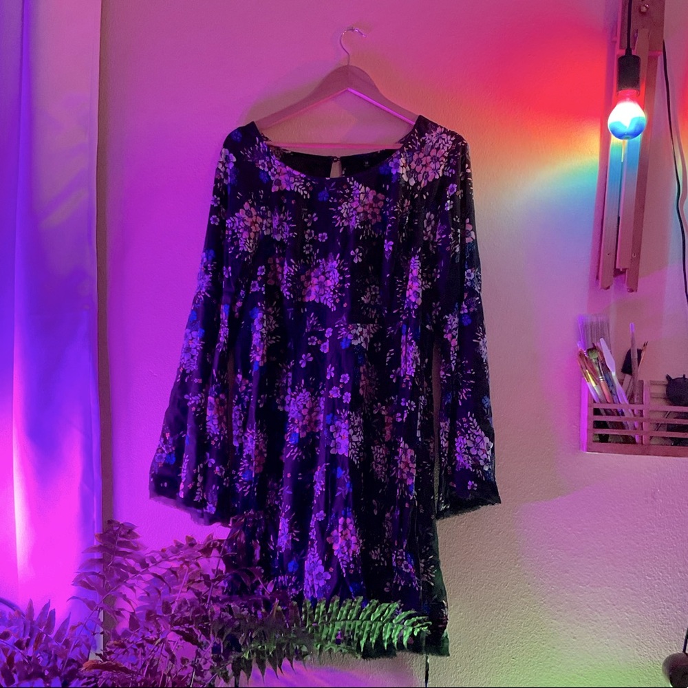 SOLD Black Floral Long Sleeve Dress